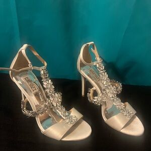 Badgley Mischka Ivory Heels with Sparkling Embellishments